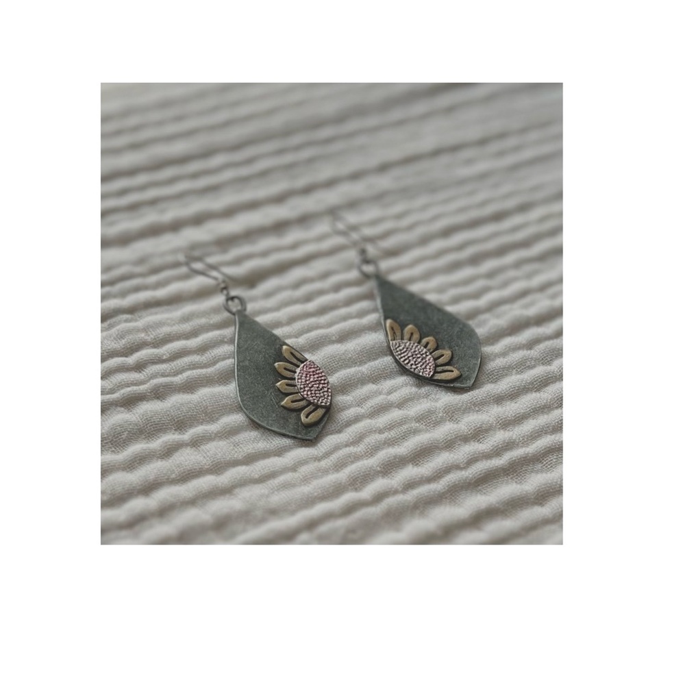 Earrings boho sunflower vintage